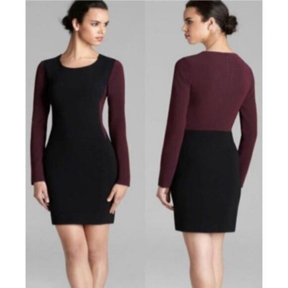 Diane Von Furstenberg DVF OCTAVIA WOVEN SHEATH color block DRESS long sleeve 6